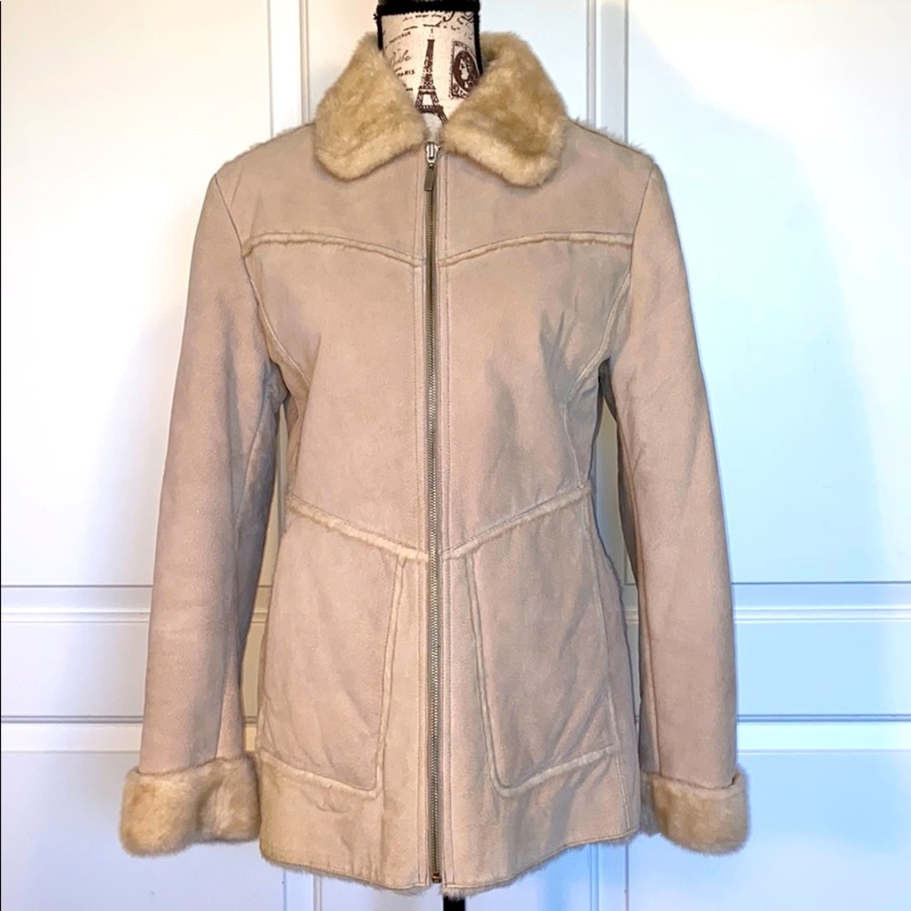‘WINLIT’ SUEDE AND FAUX FUR COAT